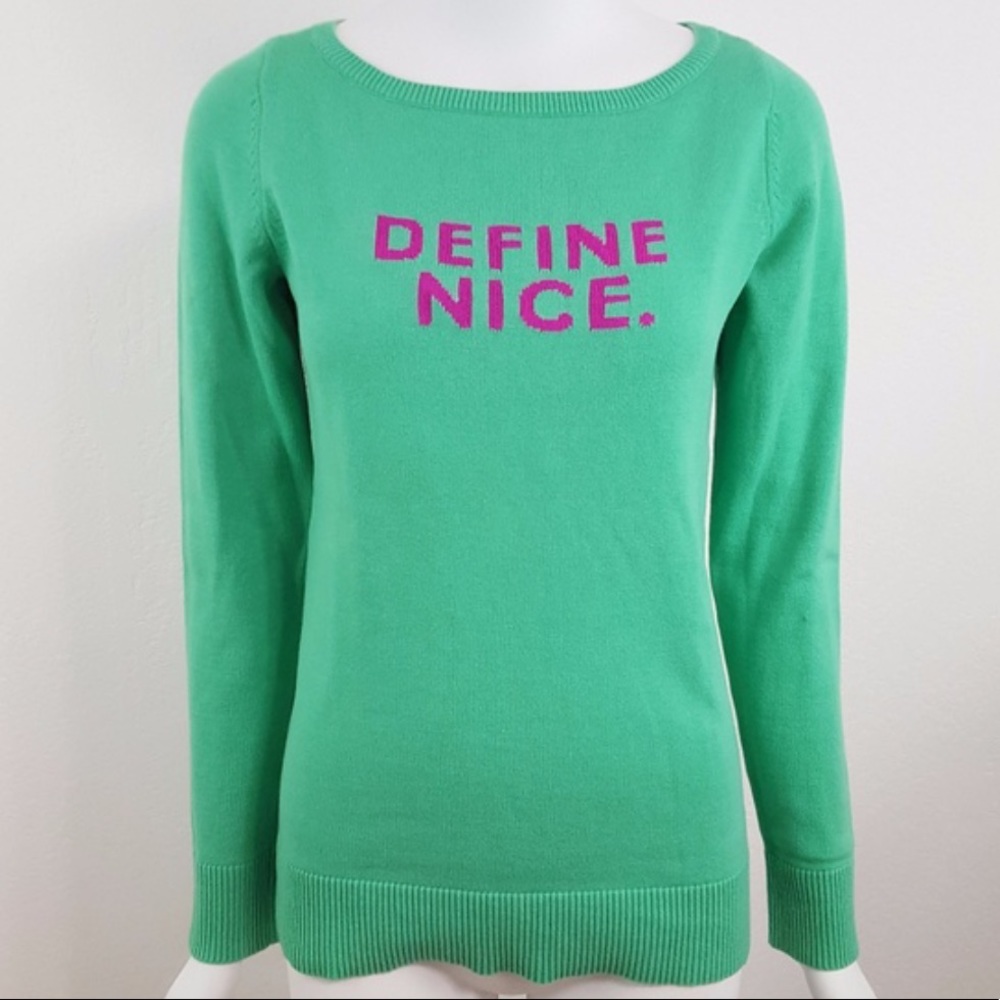 Lilly Pulitzer Define Nice Green Pink Cotton Sweater Small